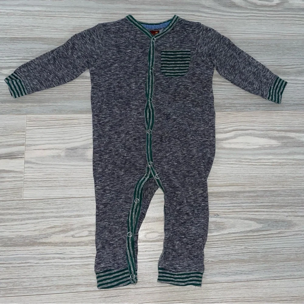 7 For All Mankind Baby Boys Sleeper 3–6 Months Gray Footie Sleep & Play